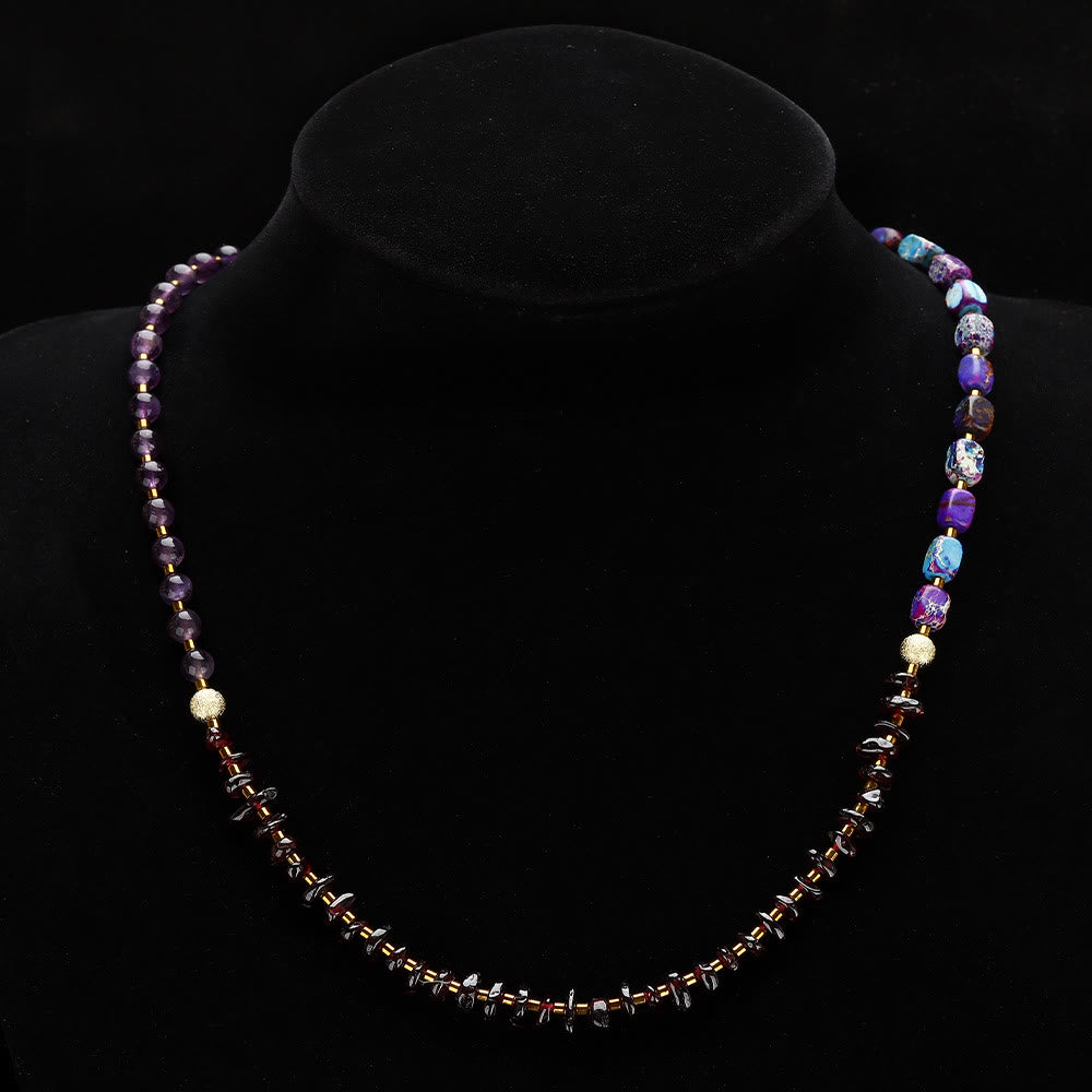 Bracelet de perles en pierre empereur violette améthyste grenat Olivenorma