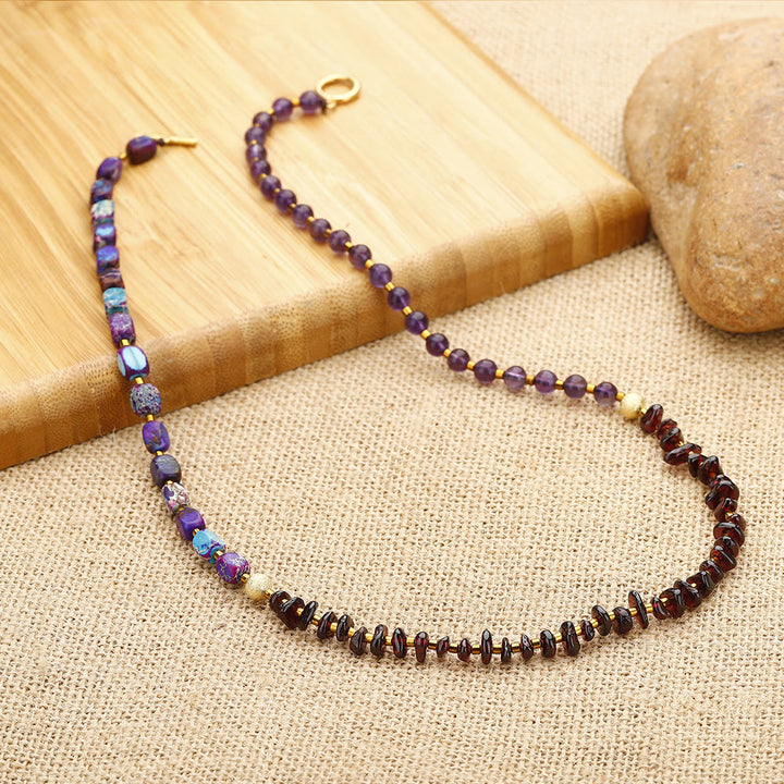 Bracelet de perles en pierre empereur violette améthyste grenat Olivenorma