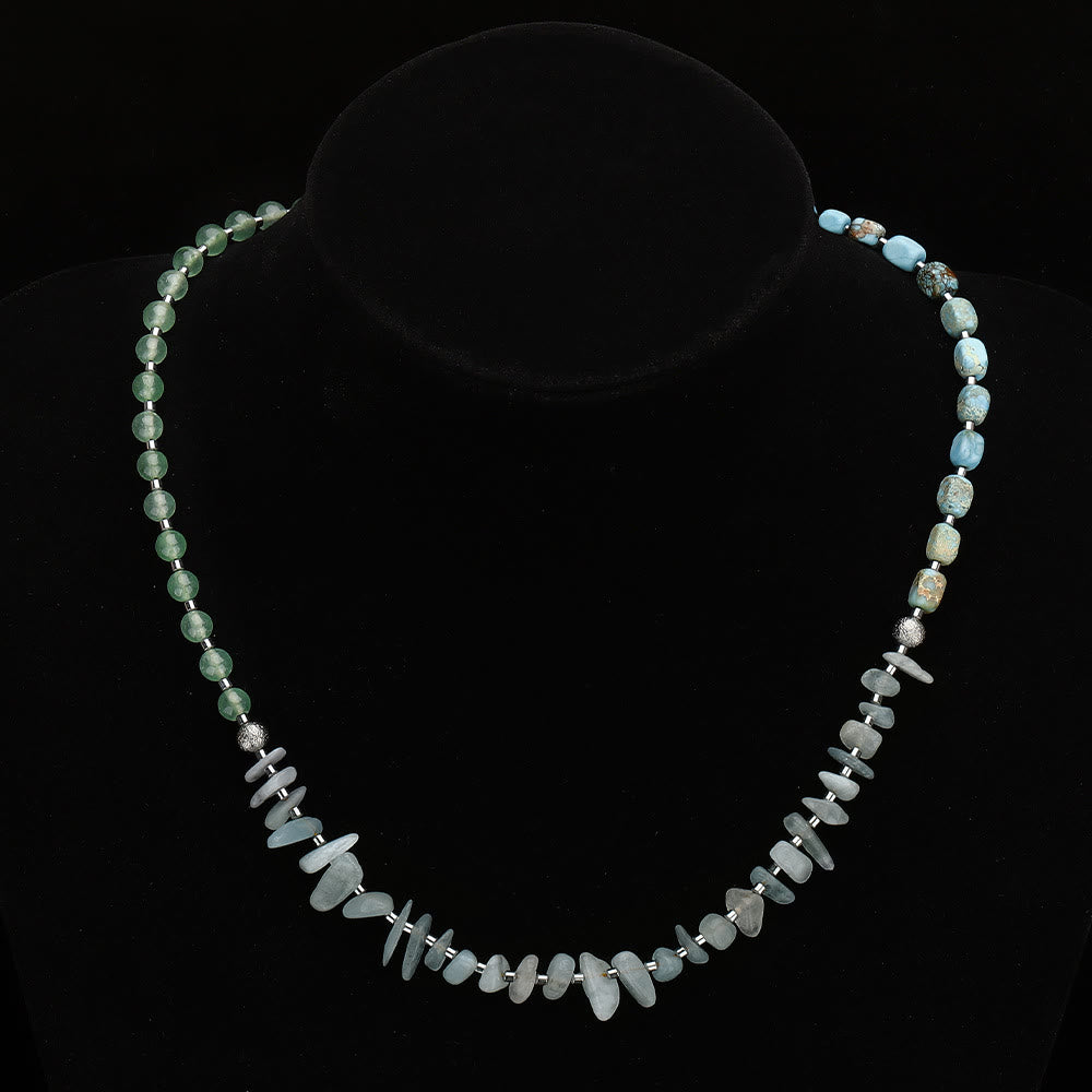 Bracelet Olivenorma en perles d'aventurine verte et aigue-marine