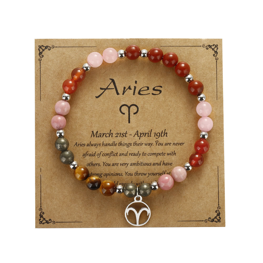 Bracelet pendentif zodiaque en argent avec perles en pierre naturelle Olivenorma