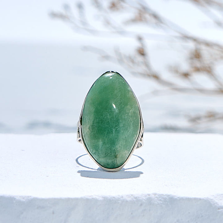 Bague ajustable en amazonite irrégulière naturelle Olivenorma