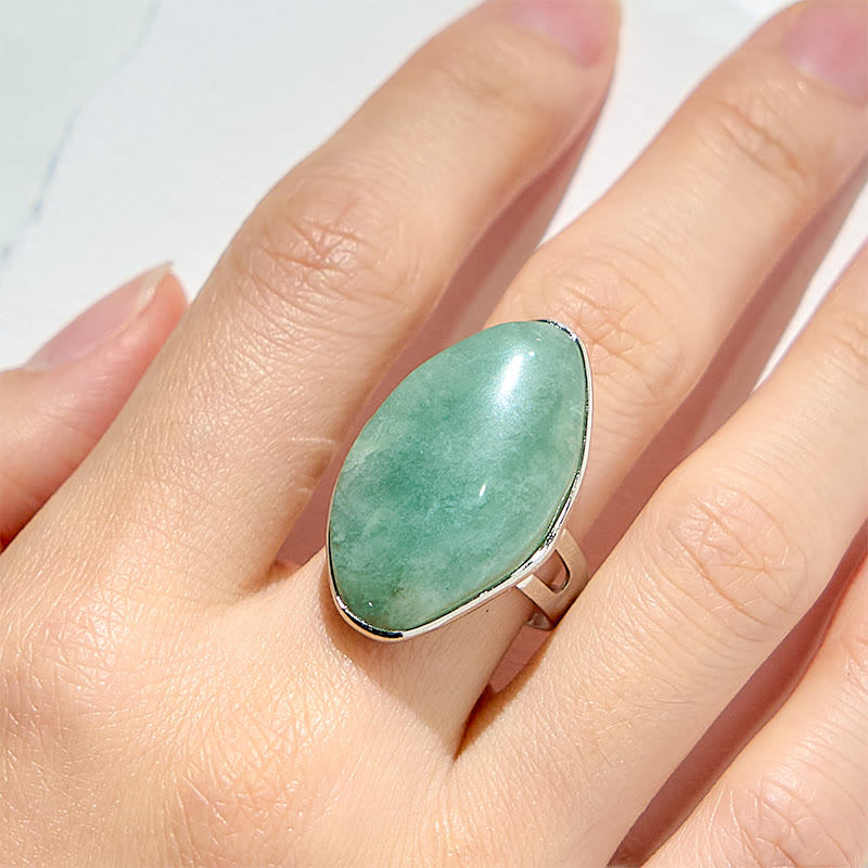 Bague ajustable en amazonite irrégulière naturelle Olivenorma