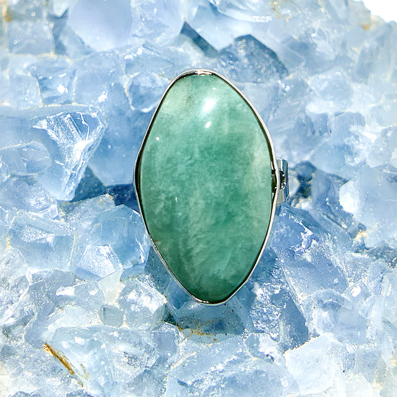 Bague ajustable en amazonite irrégulière naturelle Olivenorma