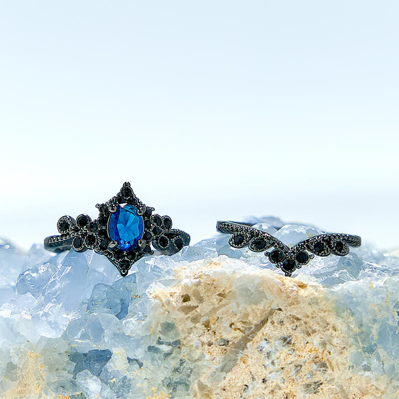 Ensemble de 2 bagues de fiançailles en saphir naturel Olivenorma