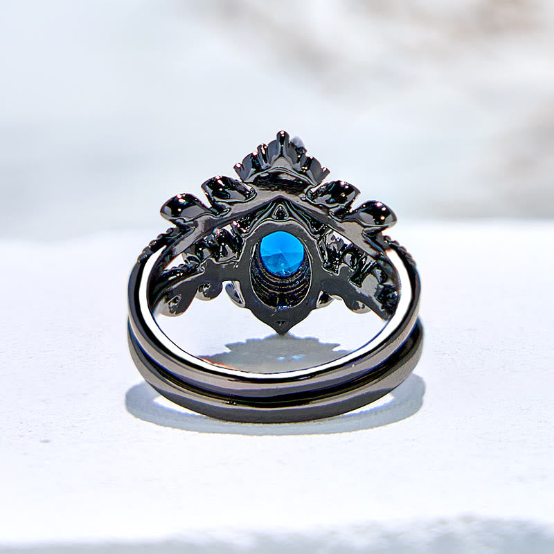 Ensemble de 2 bagues de fiançailles en saphir naturel Olivenorma