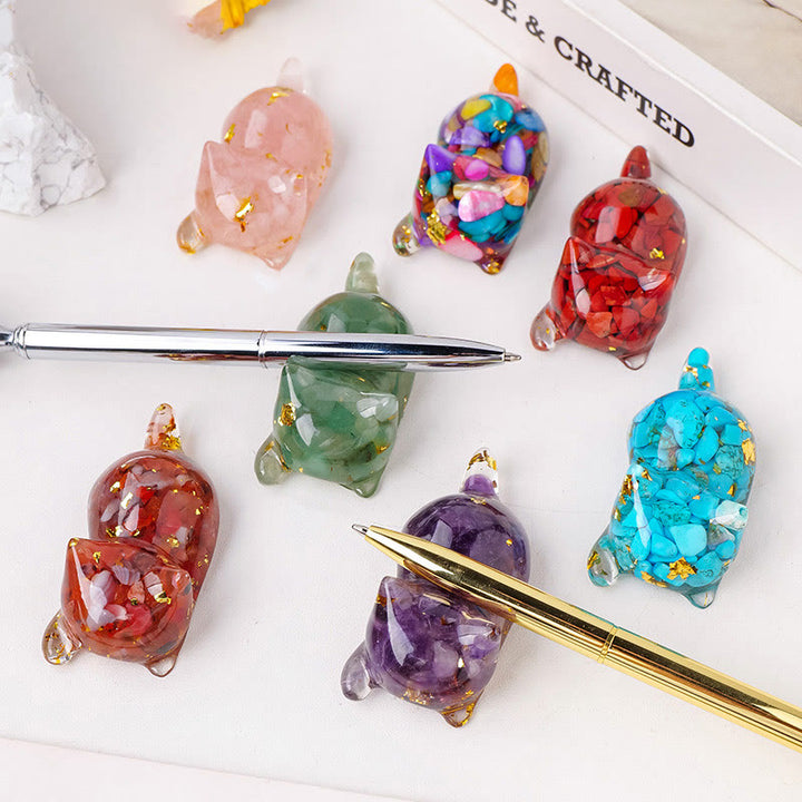 Olivenorma 1 pièce de décoration en cristal époxy en forme de chaton endormi