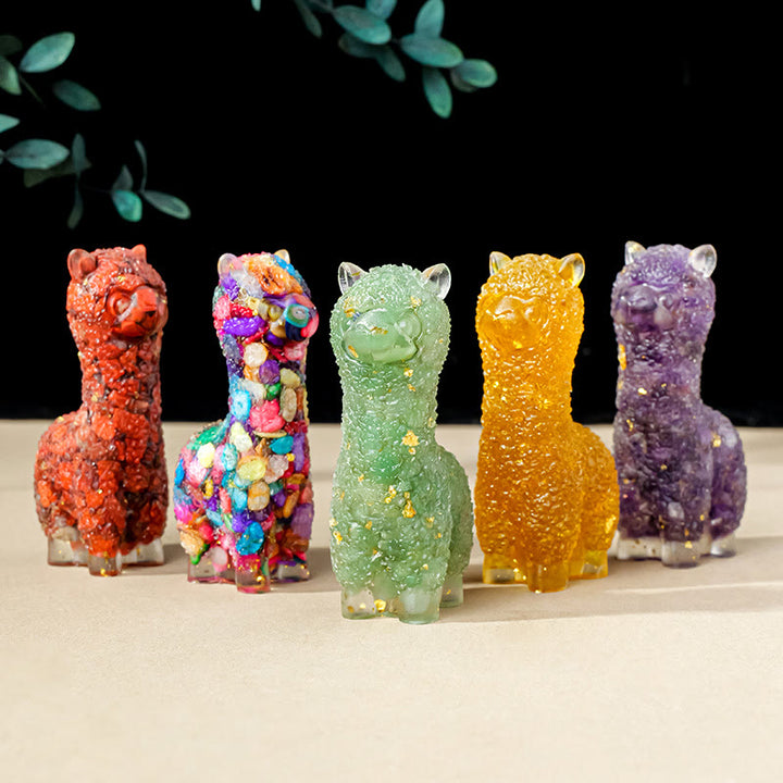 Décoration en cristal époxy alpaga avec pierres précieuses Olivenorma