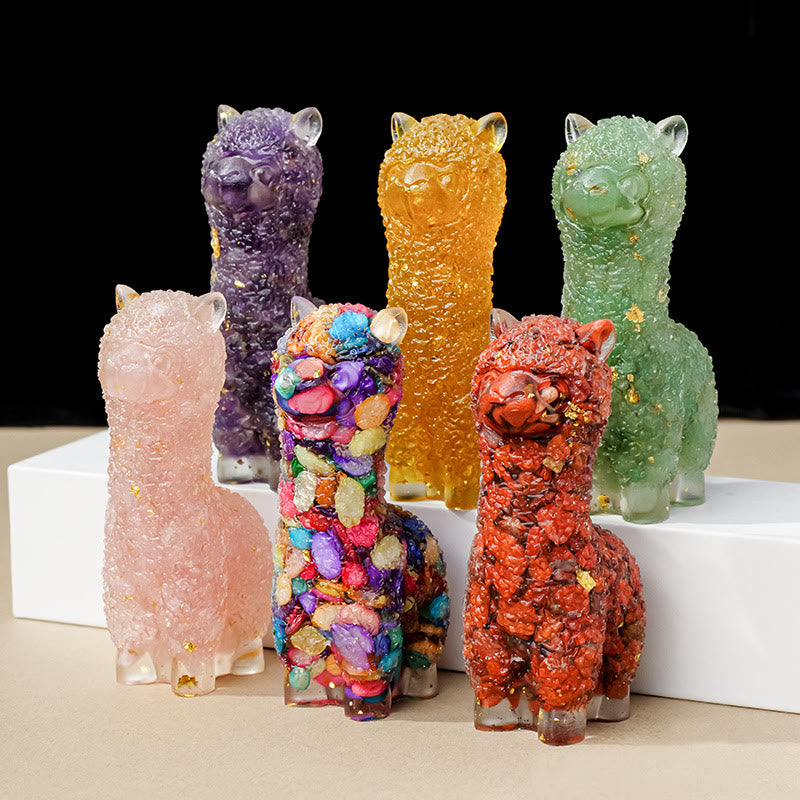 Décoration en cristal époxy alpaga avec pierres précieuses Olivenorma