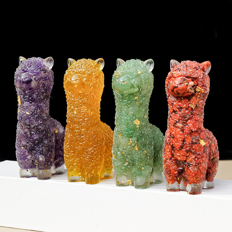 Décoration en cristal époxy alpaga avec pierres précieuses Olivenorma