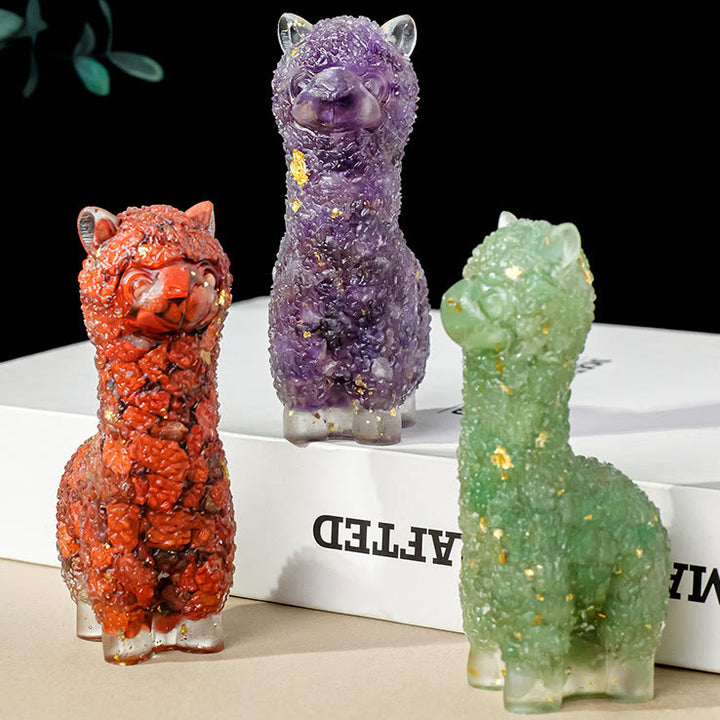 Décoration en cristal époxy alpaga avec pierres précieuses Olivenorma