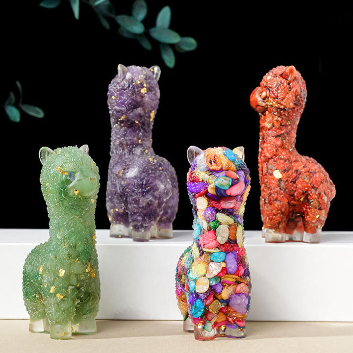 Décoration en cristal époxy alpaga avec pierres précieuses Olivenorma