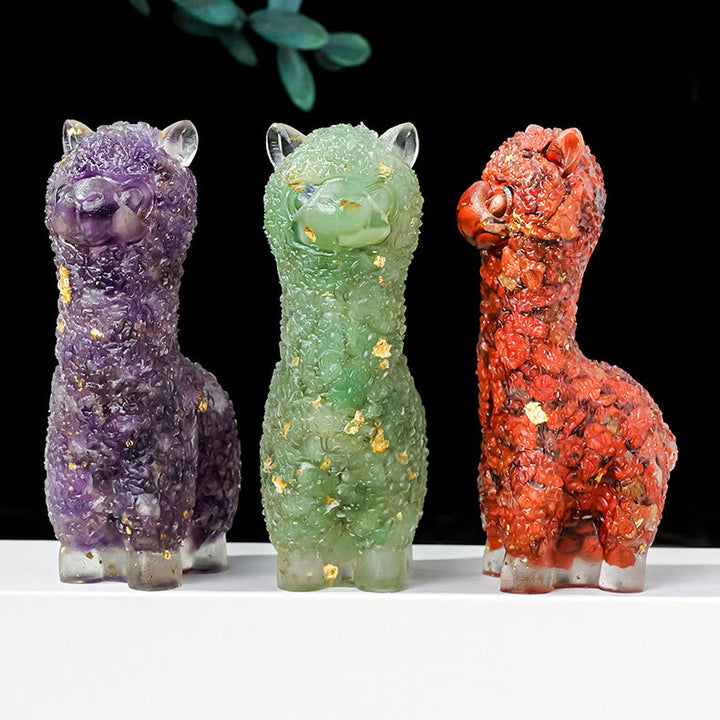 Décoration en cristal époxy alpaga avec pierres précieuses Olivenorma