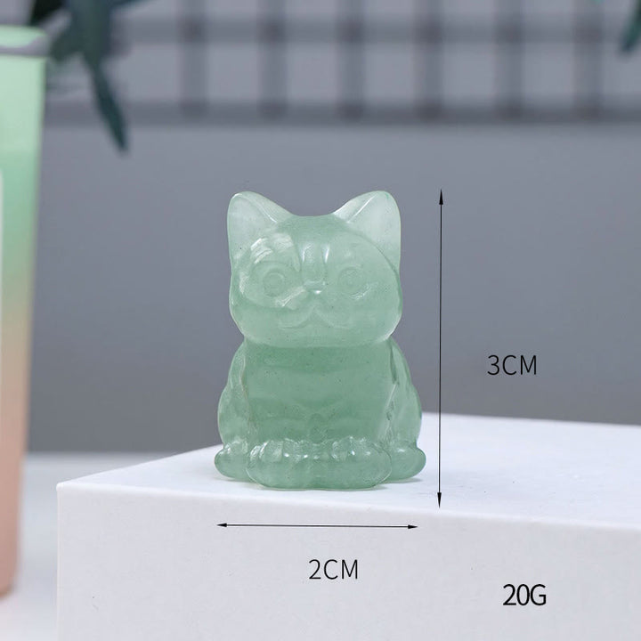 Décoration en pierre précieuse en forme de chat porte-bonheur en cristal époxy Olivenorma