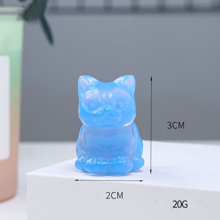 Décoration en pierre précieuse en forme de chat porte-bonheur en cristal époxy Olivenorma