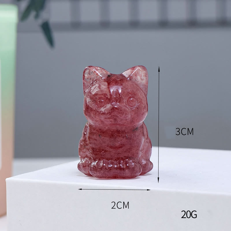 Décoration en pierre précieuse en forme de chat porte-bonheur en cristal époxy Olivenorma