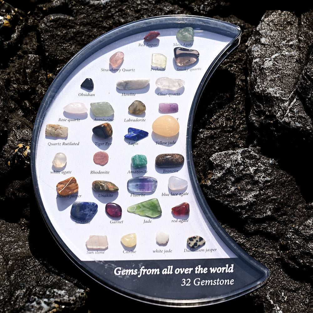 Ensemble de 32 spécimens minéraux de lune Olivenorma