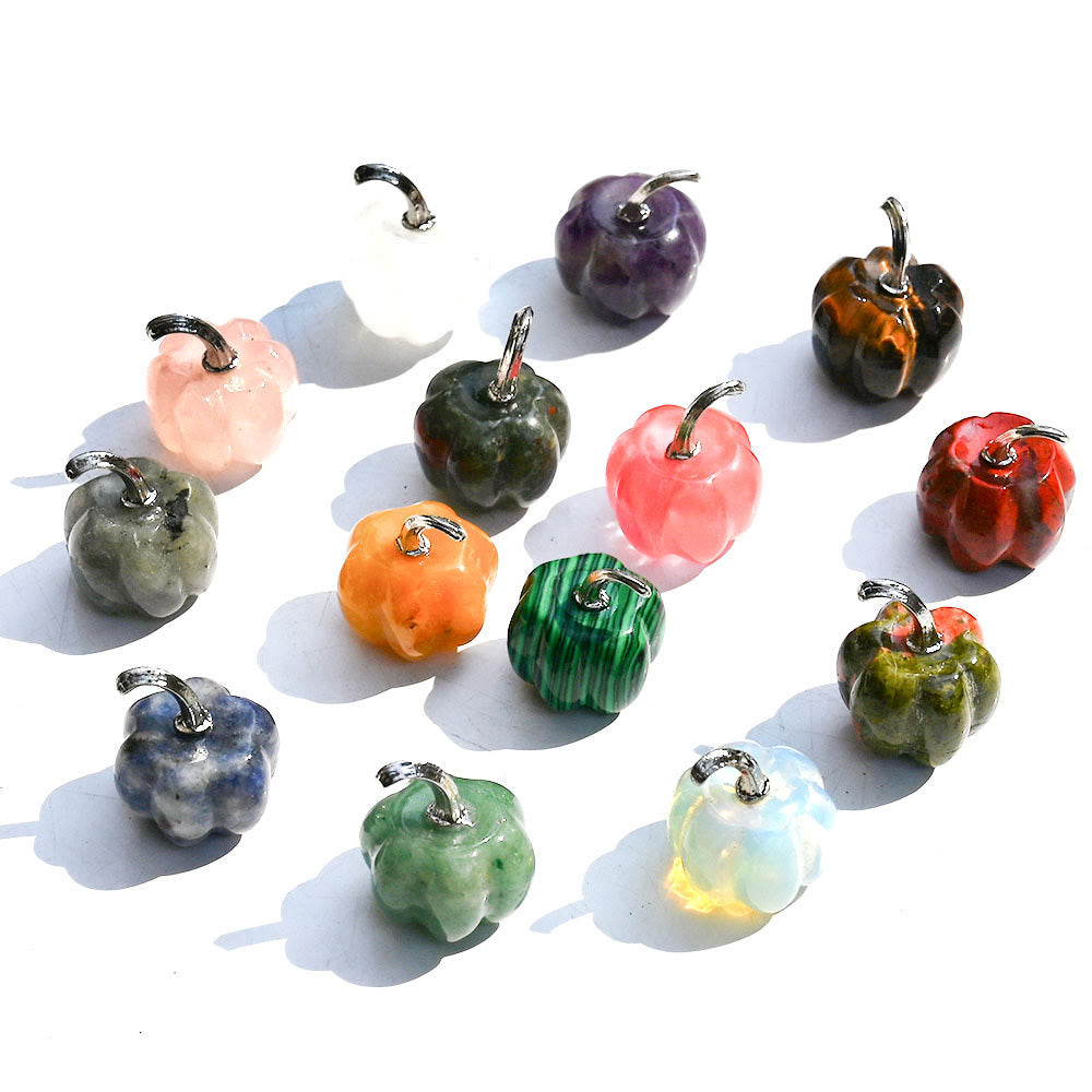 Olivenorma 2 cm Décoration en pierre précieuse sculptée en forme de citrouille en cristal naturel