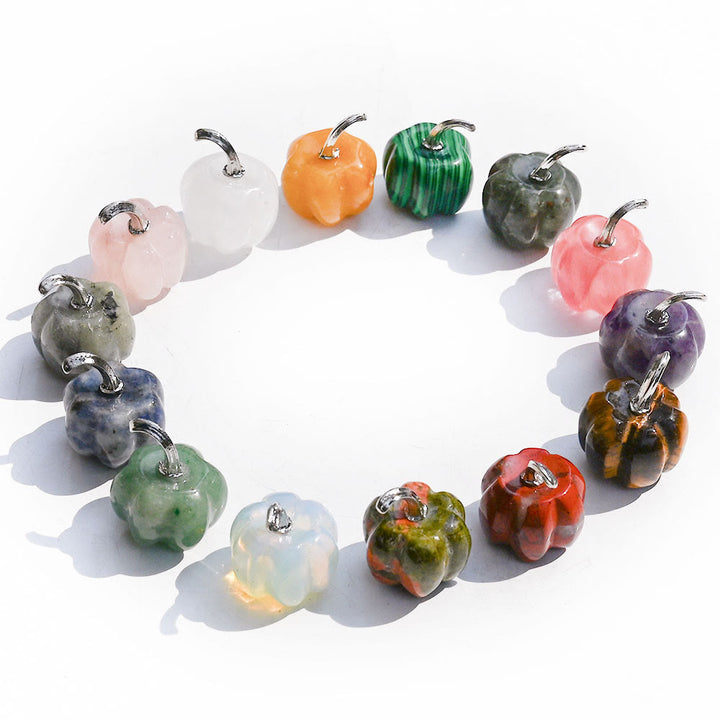 Olivenorma 2 cm Décoration en pierre précieuse sculptée en forme de citrouille en cristal naturel