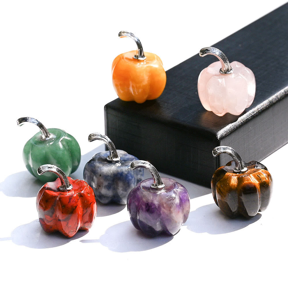 Olivenorma 2 cm Décoration en pierre précieuse sculptée en forme de citrouille en cristal naturel