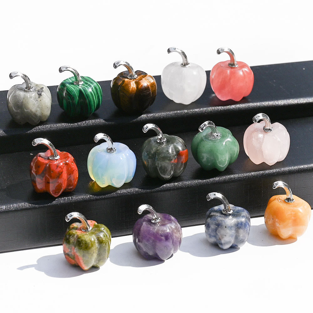 Olivenorma 2 cm Décoration en pierre précieuse sculptée en forme de citrouille en cristal naturel