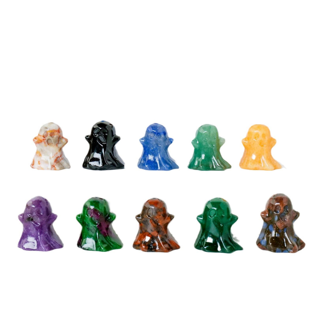 Décoration en pierre précieuse sculptée fantôme en cristal naturel Olivenorma de 3 cm