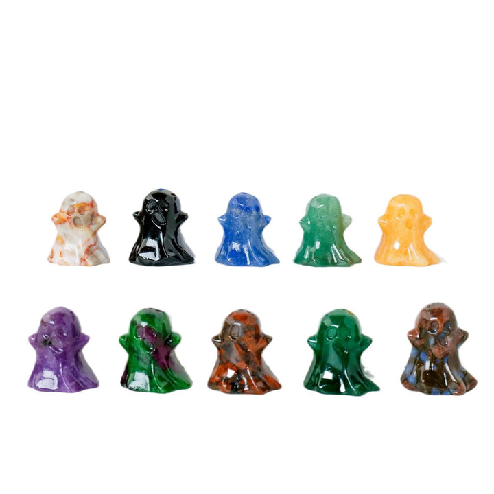 Décoration en pierre précieuse sculptée fantôme en cristal naturel Olivenorma de 3 cm