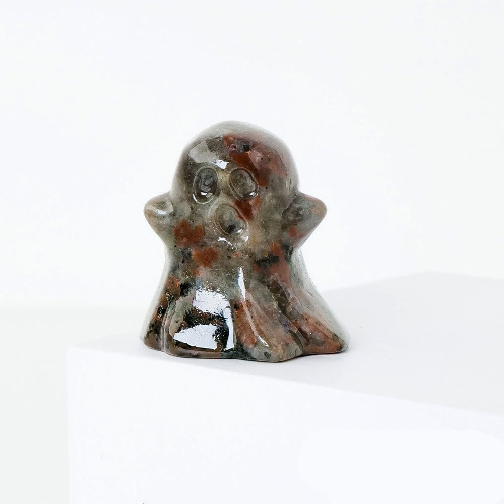 Décoration en pierre précieuse sculptée fantôme en cristal naturel Olivenorma de 3 cm