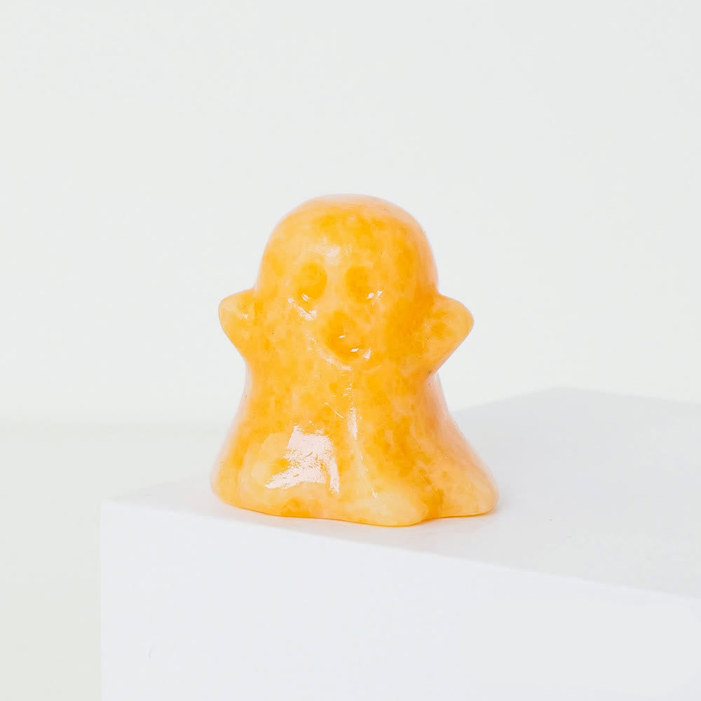 Décoration en pierre précieuse sculptée fantôme en cristal naturel Olivenorma de 3 cm