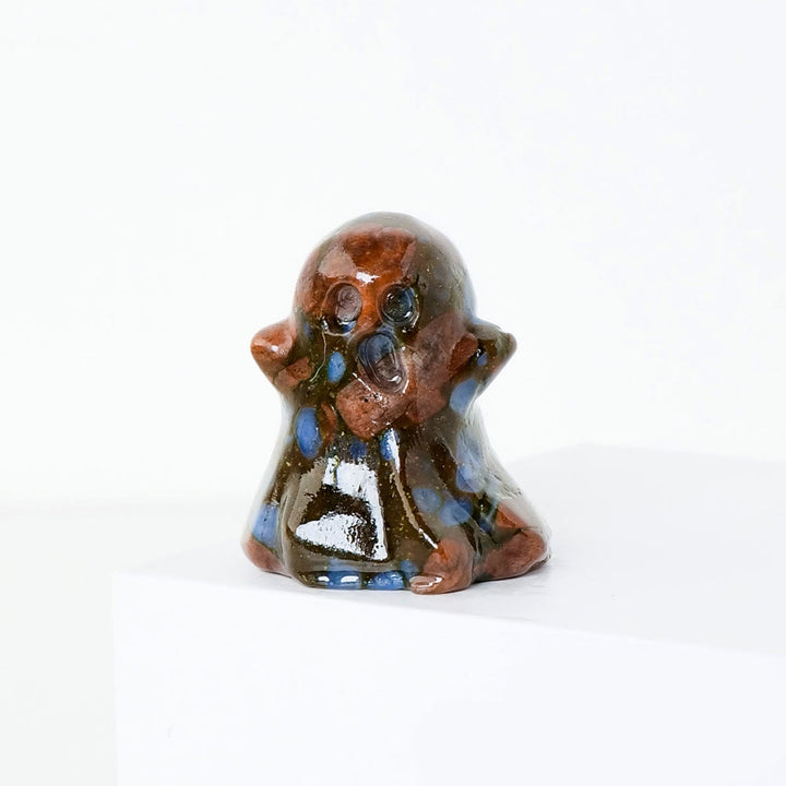 Décoration en pierre précieuse sculptée fantôme en cristal naturel Olivenorma de 3 cm