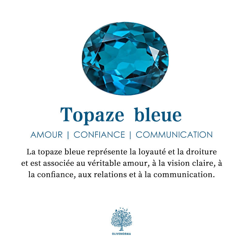 Collier Olivenorma avec topaze bleue et zircon blanc mauvais œil