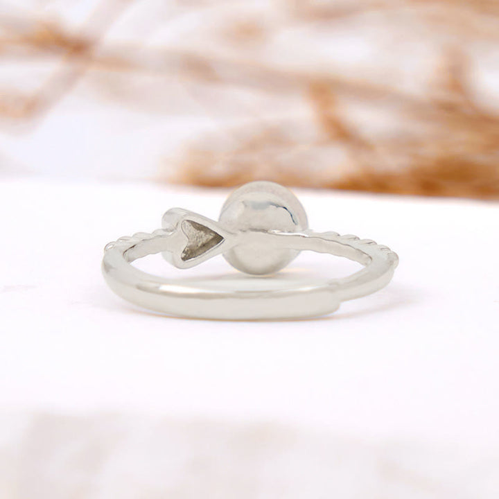 Bague ajustable en forme de cœur avec pierre de lune ronde Olivenorma