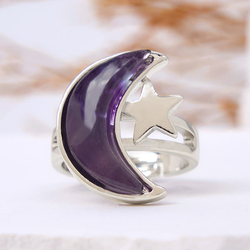 Bague Étoile Lune Améthyste Naturelle Olivenorma