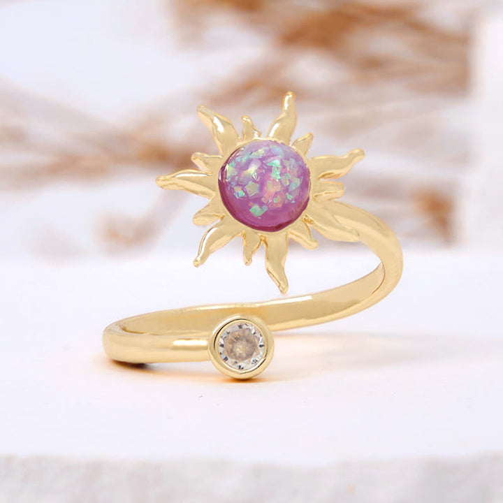 Bague en pierre d'opale rose œil de chat avec éclat de soleil Olivenorma