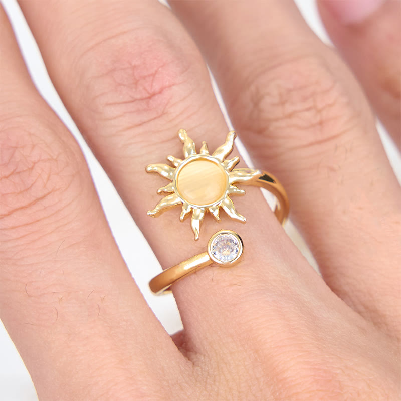 Bague en pierre d'opale rose œil de chat avec éclat de soleil Olivenorma