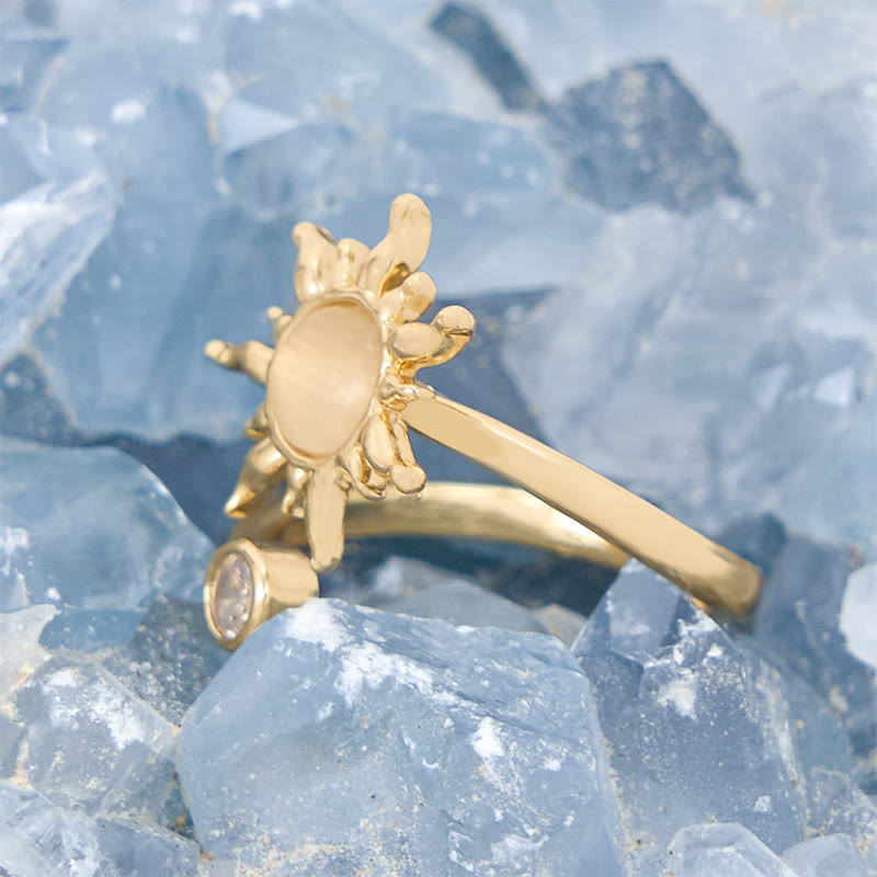 Bague en pierre d'opale rose œil de chat avec éclat de soleil Olivenorma