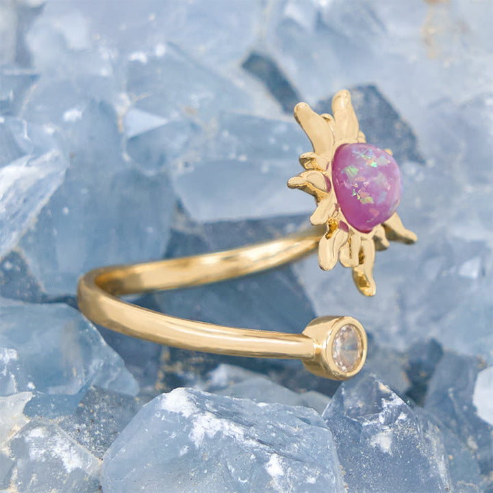 Bague en pierre d'opale rose œil de chat avec éclat de soleil Olivenorma
