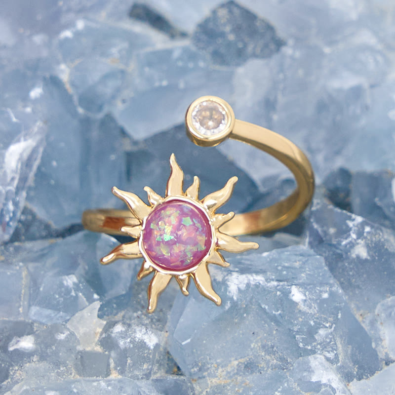 Bague en pierre d'opale rose œil de chat avec éclat de soleil Olivenorma
