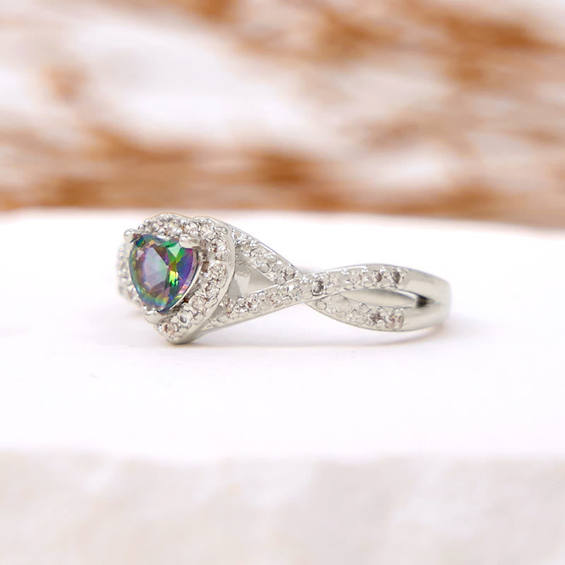 Bague en forme de croix infinie en alexandrite en forme de cœur Olivenorma