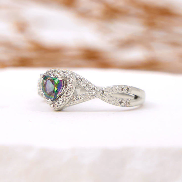 Bague en forme de croix infinie en alexandrite en forme de cœur Olivenorma