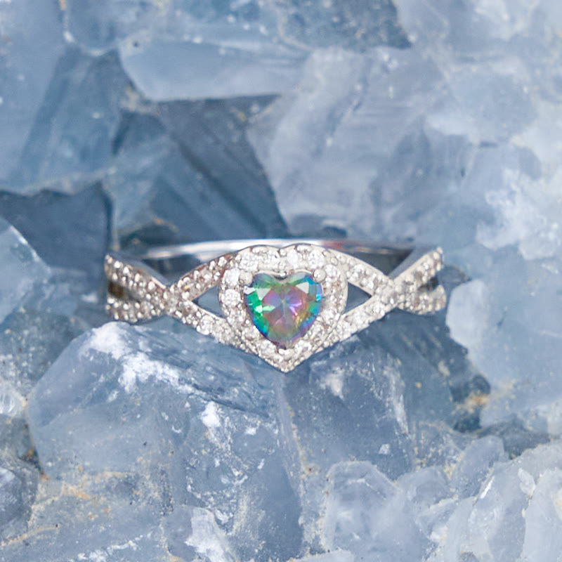 Bague en forme de croix infinie en alexandrite en forme de cœur Olivenorma