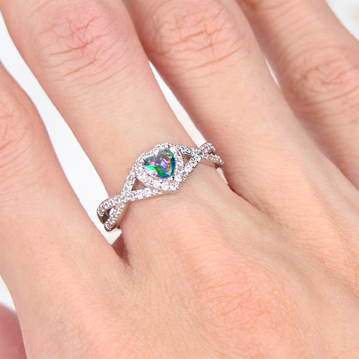 Bague en forme de croix infinie en alexandrite en forme de cœur Olivenorma