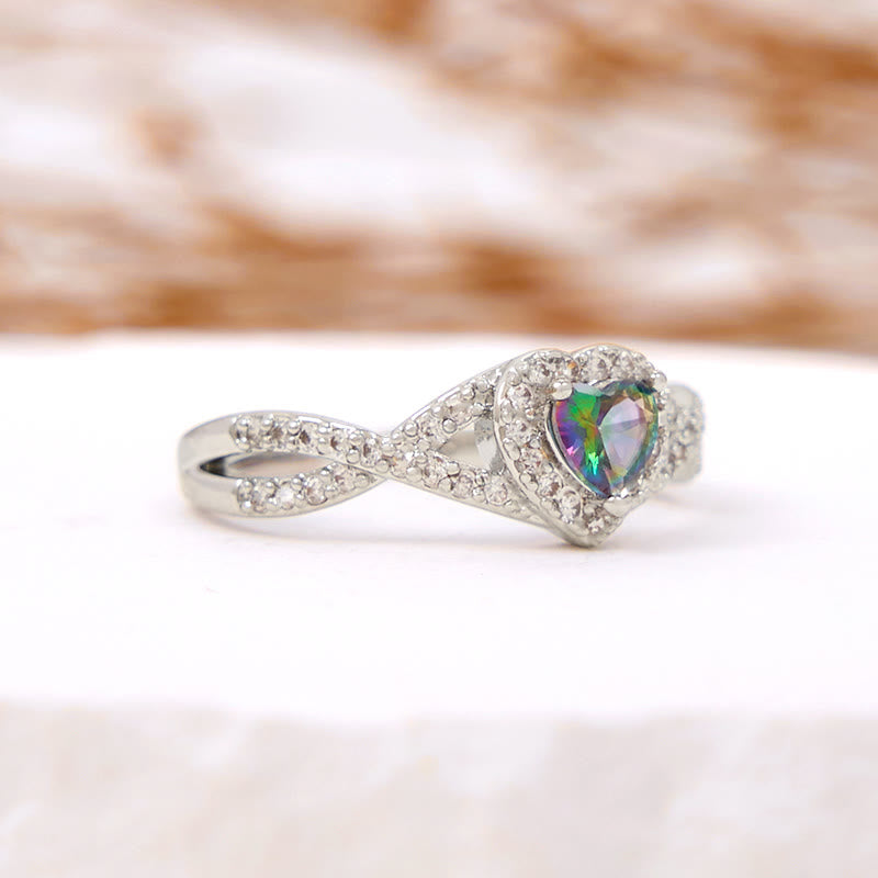 Bague en forme de croix infinie en alexandrite en forme de cœur Olivenorma