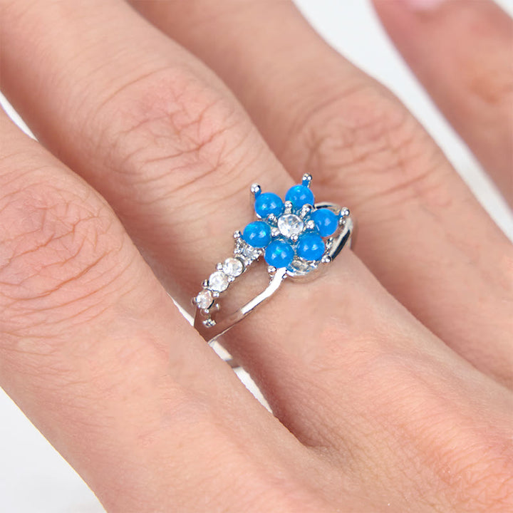 Bague en forme de vague de fleur d'opale Olivenorma