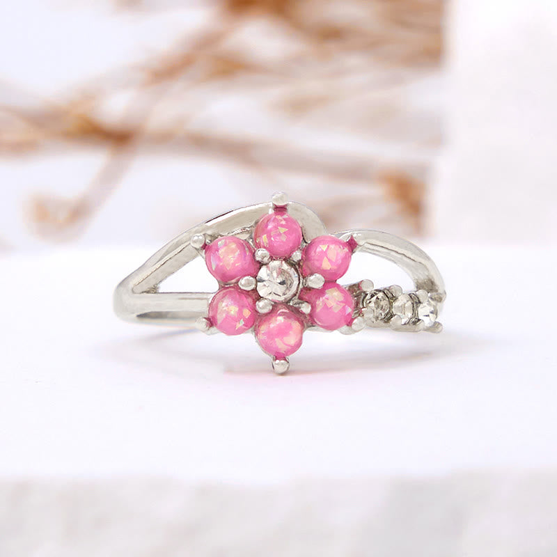 Bague en forme de vague de fleur d'opale Olivenorma