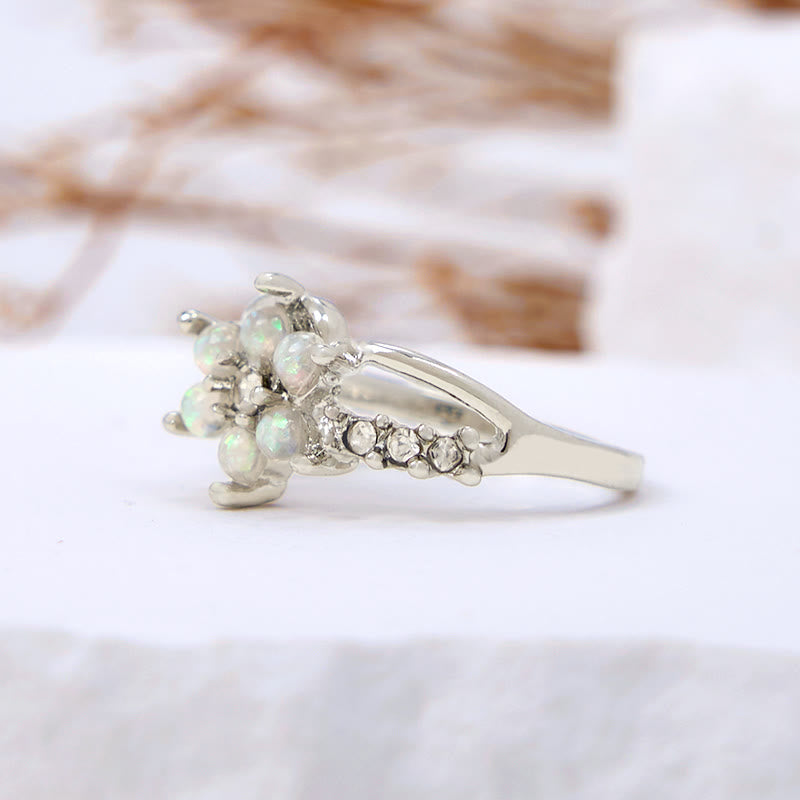 Bague en forme de vague de fleur d'opale Olivenorma