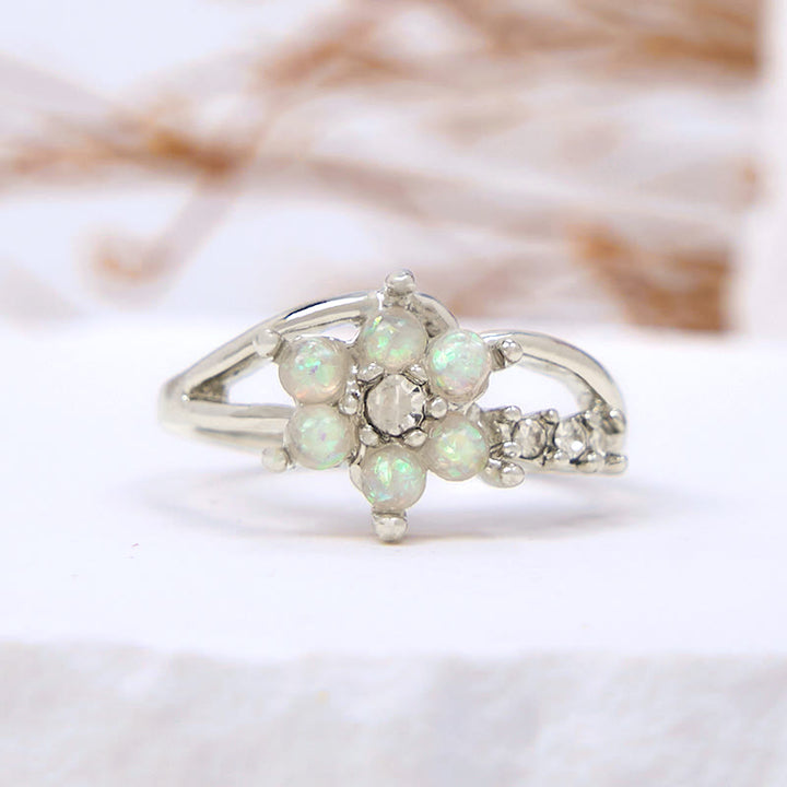 Bague en forme de vague de fleur d'opale Olivenorma