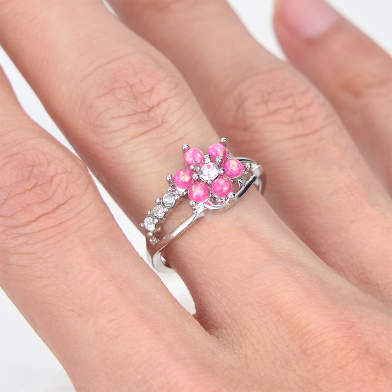 Bague en forme de vague de fleur d'opale Olivenorma