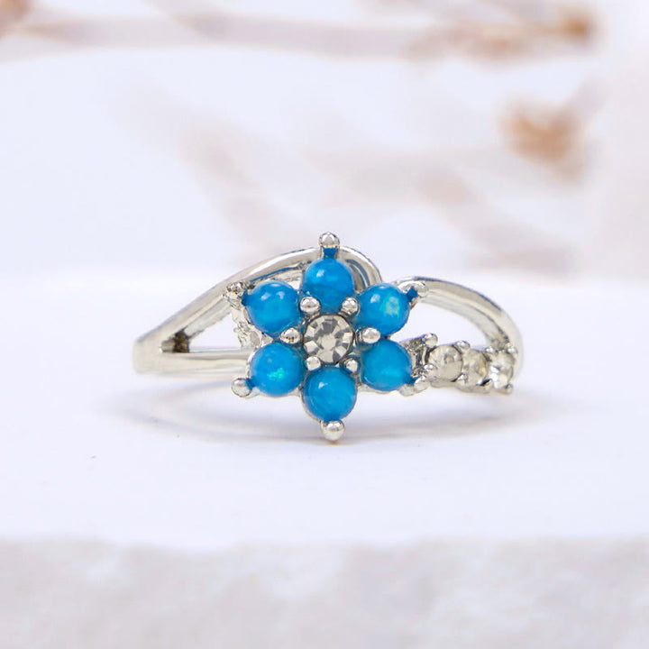 Bague en forme de vague de fleur d'opale Olivenorma
