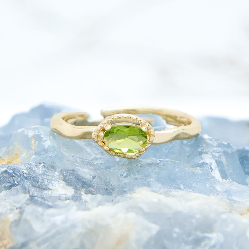 Bague simple irrégulière en plaqué or S925 avec péridot Olivenorma