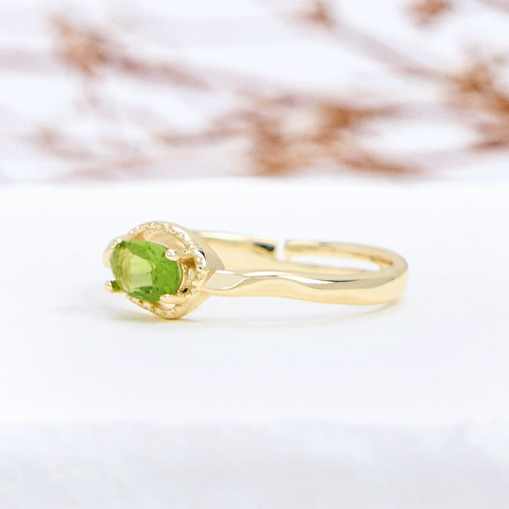 Bague simple irrégulière en plaqué or S925 avec péridot Olivenorma